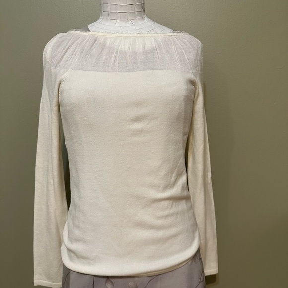 Danier knit long sleeve with mesh & ruffles - Picture 6 of 8
